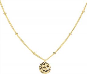 img 4 attached to Espere Rhodium Plated Gold Coin Pendant Necklace 20 Inch Small Medallion Gold Pandent Necklace Long For Layering