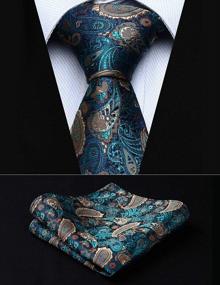 img 3 attached to HISDERN Men'S 3PC Formal Vest Tie Set Waistcoat Paisley Floral Jacquard Necktie Pocket Square Suit Vests Wedding Party