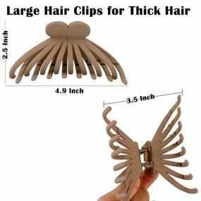 img 3 attached to 4 Pcs Ondder Large Matte Hair Clips For Women - Non Slip Strong Hold Big Hair Clips, 4.9 Inch Claw Clip Accessories In Cream Kahki Brown Black