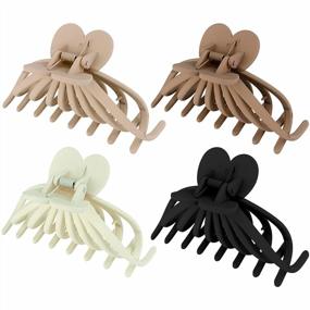 img 4 attached to 4 Pcs Ondder Large Matte Hair Clips For Women - Non Slip Strong Hold Big Hair Clips, 4.9 Inch Claw Clip Accessories In Cream Kahki Brown Black