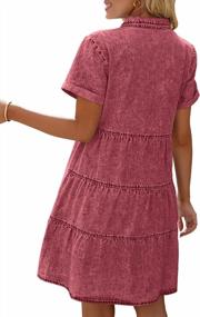 img 3 attached to Шикарное и струящееся: женское джинсовое платье с коротким рукавом на пуговицах LookbookStore