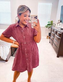 img 1 attached to Chic And Flowy: LookbookStore Women'S Short Sleeve Button Down Denim Dress