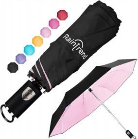 img 4 attached to Small, Automatic Open/Close Umbrella With Teflon Coating - Windproof & Lightweight For Traveling & Backpackers!