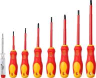 sunplux 1000v insulated electrician screwdriver set - magnetic tips, slotted & phillips bits, non-slip grip, test pen, 8pcs vde electrician tools логотип