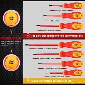 img 3 attached to Sunplux 1000V Insulated Electrician Screwdriver Set - Magnetic Tips, Slotted & Phillips Bits, Non-Slip Grip, Test Pen, 8pcs VDE Electrician Tools