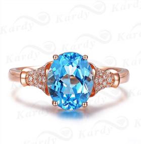 img 3 attached to Exquisite Swiss Blue Topaz Diamond Band Engagement Wedding Ring In 14K Rose Gold For Women'S Fashion