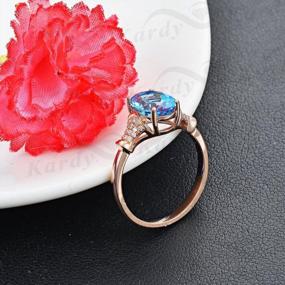img 1 attached to Exquisite Swiss Blue Topaz Diamond Band Engagement Wedding Ring In 14K Rose Gold For Women'S Fashion