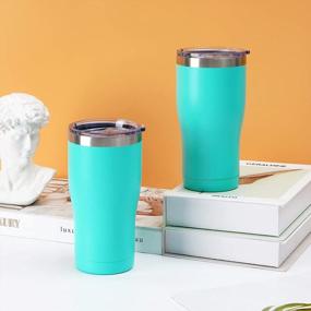 img 3 attached to Stainless Steel Travel Tumbler With Lid And Straw - 20Oz Double Wall Vacuum Insulated Tumbler, Powder Coated Thermal Mug For Hot And Cold Drinks, Durable And Stylish In Mint Color - Lifecapido