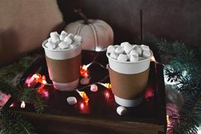 img 1 attached to 🎉 100-Pack - 12 Oz Disposable Hot Paper Coffee Cups with Lids, Sleeves, and Stirring Straws - Clean White - Also Available in 16 Oz - 4 Colors