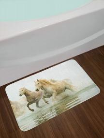 img 1 attached to Ambesonne Camargue Horses Bath Mat - Oldest Breed From Southern France Origin Photo - Plush Decor With Non Slip Backing 29.5" X 17.5", White Beige