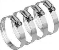 4 pack 3" stainless steel hose clamps - 75-90mm adjustable worm gear duct clamp logo