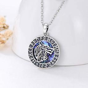 img 2 attached to 925 Sterling Silver Wolf Pendant Necklace With Abalone Shell - A Protective And Stylish Amulet For Men And Women