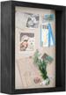 love-kankei 11x14 shadow box display case, weathered black memory box with removable glass window and soft linen back for memorabilia, photos, awards, and medals logo