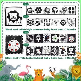 img 2 attached to 📚 2-Pack Black and White High Contrast Cloth Book for Babies - Soft Books for Infants over 3 Years - My First Fabric Book Toys - Folding Soft Activity Baby Book for Early Education - Boys Girls Newborns