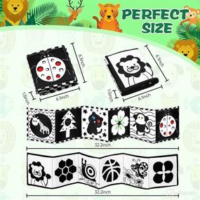 img 3 attached to 📚 2-Pack Black and White High Contrast Cloth Book for Babies - Soft Books for Infants over 3 Years - My First Fabric Book Toys - Folding Soft Activity Baby Book for Early Education - Boys Girls Newborns