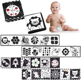 img 4 attached to 📚 2-Pack Black and White High Contrast Cloth Book for Babies - Soft Books for Infants over 3 Years - My First Fabric Book Toys - Folding Soft Activity Baby Book for Early Education - Boys Girls Newborns