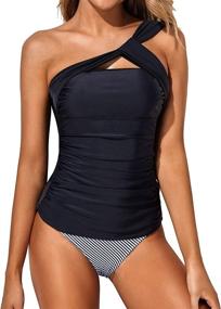 img 4 attached to Tempt Me Tankini Shoulder Swimsuits Women's Clothing via Swimsuits & Cover Ups