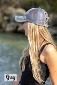 img 1 attached to Women'S Distressed Baseball Cap Ponytail Trucker Hat With Criss Cross Messy Bun Design