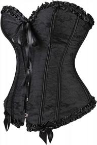 img 2 attached to Floral Lace Black Corset: Overbust Waist Cincher For Women'S Bustier Top