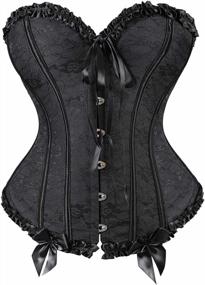 img 4 attached to Floral Lace Black Corset: Overbust Waist Cincher For Women'S Bustier Top