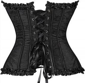 img 1 attached to Floral Lace Black Corset: Overbust Waist Cincher For Women'S Bustier Top
