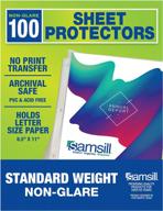 non-glare standard weight sheet protectors for 3 ring binder - top loading, acid free, 1.97 mil thick, box of 100 by samsill logo