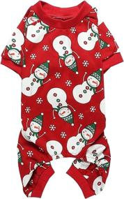 img 4 attached to 🎄 Lanyarco Christmas Dog Pajamas: Cute Snowman Reindeer Pet Clothes in Red, Small Size (12" Back Length)