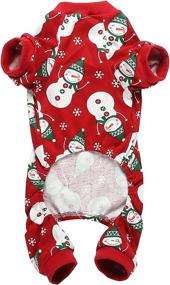 img 3 attached to 🎄 Lanyarco Christmas Dog Pajamas: Cute Snowman Reindeer Pet Clothes in Red, Small Size (12" Back Length)