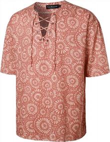 img 3 attached to Unleash Your Vintage Side With LucMatton Men'S Lace-Up Half Sleeve Shirts For Summer And Beach Getaways