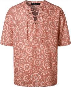 img 4 attached to Unleash Your Vintage Side With LucMatton Men'S Lace-Up Half Sleeve Shirts For Summer And Beach Getaways