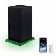 mcbazel led lights stand for xbox series x/s console, music sync multi-colour vertical console stand base with ir remote/app/usb control for xbox series x/s game console - black logo