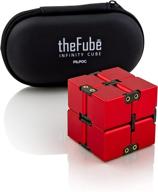 pilpoc thefube infinity cube fidget desk toy - premium quality aluminum infinite magic cube: ultimate stress reliever, red edition logo