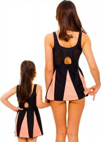 img 1 attached to Stylish Mother-Daughter Matching Swimwear: YOLIPULI Mesh Retro Swimdress With Shorts