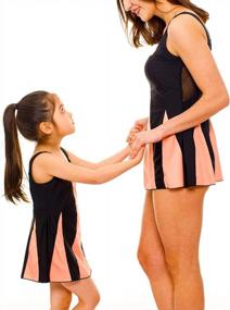 img 2 attached to Stylish Mother-Daughter Matching Swimwear: YOLIPULI Mesh Retro Swimdress With Shorts