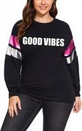 women's oversized sweatshirt crewneck with fringe trim: long sleeve pullover tops for a novelty look! logo