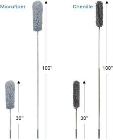img 1 attached to 🧹 Telescoping Microfiber Duster with Stainless Steel Pole and Cleaning Heads - Ceiling Fan Duster, Bendable and Washable - 30-100inch Extendable for Roof, Blinds, Cobwebs, Corners, Furniture, Car, Skylight (Gray)