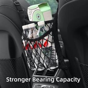 img 3 attached to 🚘 Convenient Upgrade: 3-Layer Car Net Pocket Handbag Holder & Storage Organizer, Ideal for Pets, Kids, and Driver!