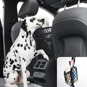 img 1 attached to 🚘 Convenient Upgrade: 3-Layer Car Net Pocket Handbag Holder & Storage Organizer, Ideal for Pets, Kids, and Driver!