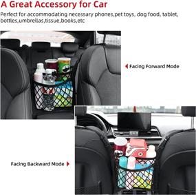 img 2 attached to 🚘 Convenient Upgrade: 3-Layer Car Net Pocket Handbag Holder & Storage Organizer, Ideal for Pets, Kids, and Driver!