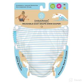 img 3 attached to Charlie Banana Baby Easy Snaps Reusable Swim Diaper, Pencil Stripes Blue - Large, for Boys or Girls | Washable Swim Diaper Guide