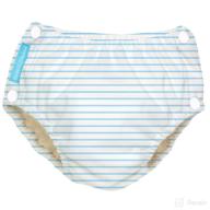 charlie banana baby easy snaps reusable swim diaper, pencil stripes blue - large, for boys or girls | washable swim diaper guide logo