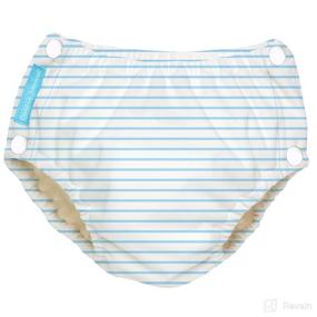 img 4 attached to Charlie Banana Baby Easy Snaps Reusable Swim Diaper, Pencil Stripes Blue - Large, for Boys or Girls | Washable Swim Diaper Guide