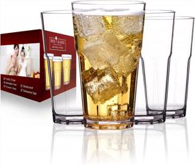 img 4 attached to Set Of 4 Unbreakable 12Oz Highball Drinking Glasses - Perfect For Water, Beer & Juice!