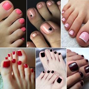 img 1 attached to 576Pc Short Square Colored Fake Toenails Glossy Artificial Pedicure Decor Full Cover Tips With Case For Women Teen Girls - LoveOurHome Press On Toenails