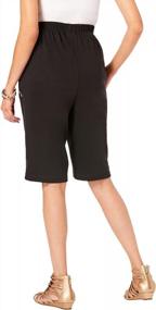 img 2 attached to Plus Size Soft Knit Bermuda Shorts: Roamans Women'S Pull On Elastic Waist