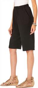 img 1 attached to Plus Size Soft Knit Bermuda Shorts: Roamans Women'S Pull On Elastic Waist