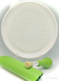 img 1 attached to 🧄 BonCera Premium Ceramic Garlic Grater Set - Efficient 6.5 inch Round Plate with Garlic Peeler, Brush - Ideal also for Turmeric, Ginger, and more