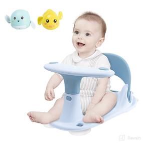 img 4 attached to Bath Seat for Babies 6 Months & Up – Baby Bathtub Chair with 2 Turtle Bath Toys, 4 Suction Cups, and Water Thermometer – Toddler Shower Seat