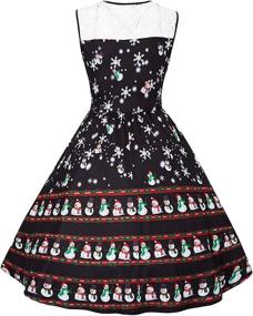 img 3 attached to 🎄 Christmas Printed Sleeveless Cocktail Costume Dress - Women's Clothing