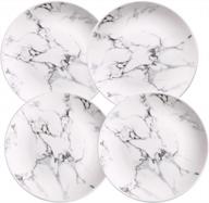 coffeezone marble design porcelain dinner accent plates set of 4 (10 inches) logo